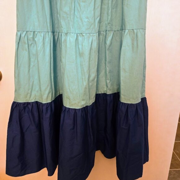 Melonie blue tiered cotton sundress open back Size 16 - Picture 3 of 7